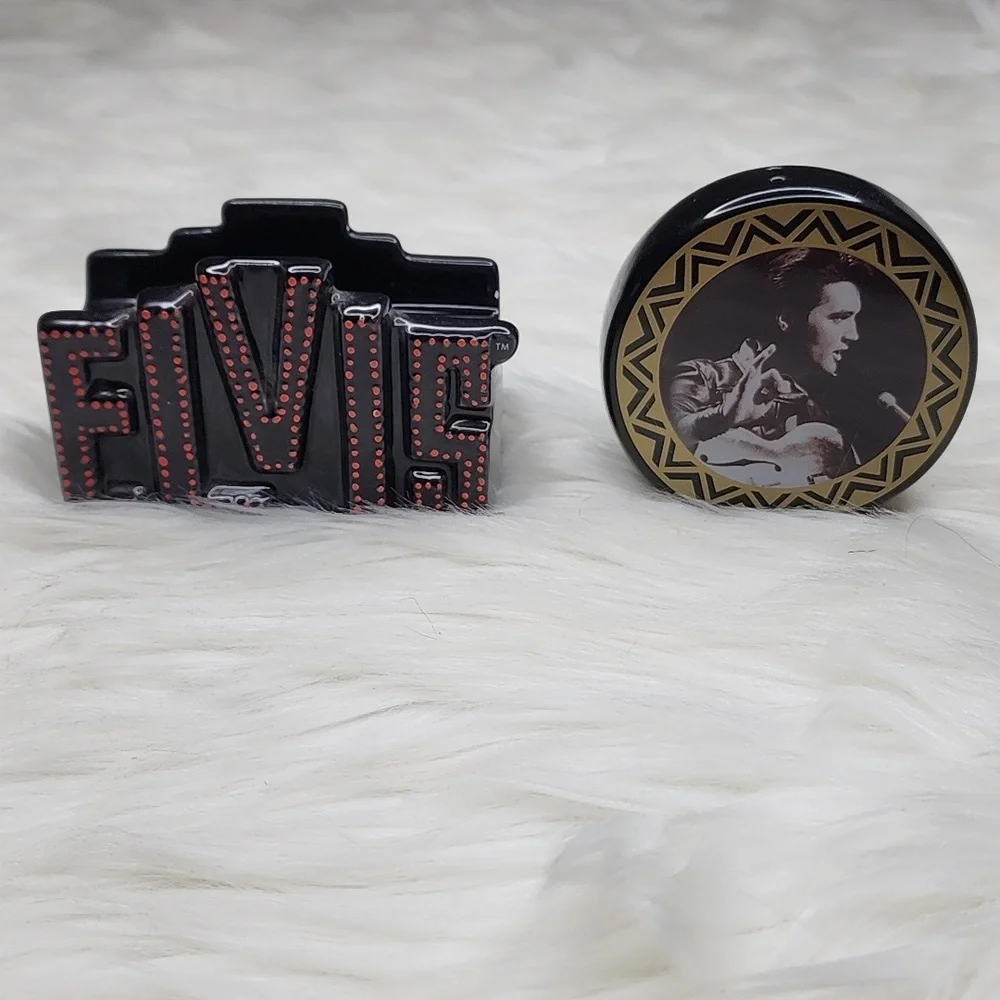 Elvis Presley Ceramic Black, Red & Gold Salt & Pepper Shaker Set